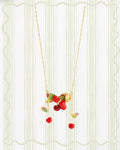 CHERRIES AND LEAVES STATEMENT NECKLACE