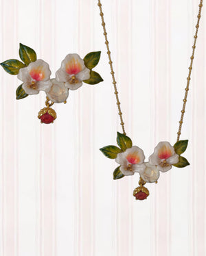 CHESTNUT AND SWEET CHESTNUT TREE FLOWER COLLAR NECKLACE-WHITE PETALS