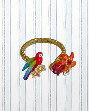 PARROT AND FLOWER YOU AND ME ADJUSTABLE RING