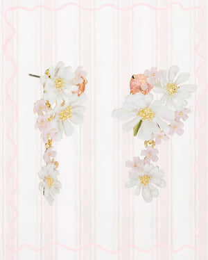 VERBENA FLOWER AND ROUND STONE DANGLING EARRINGS