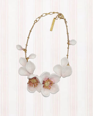 JAPANESE WHITE CHERRY BLOSSOM AND PETALS THIN BRACELET