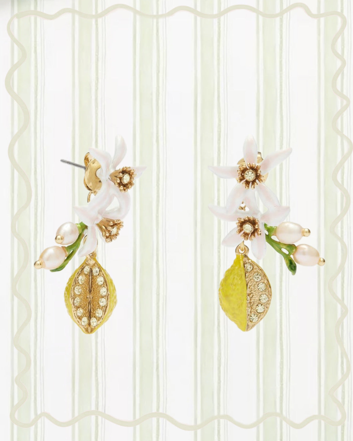 HALF LEMON AND LEMON BLOSSOM EARRINGS