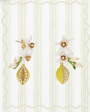 HALF LEMON AND LEMON BLOSSOM EARRINGS