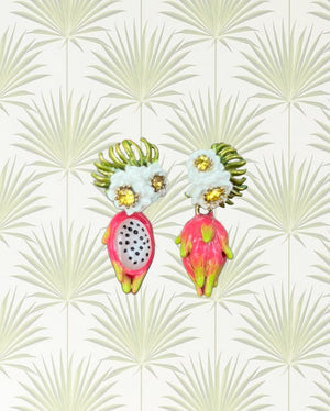 DRAGONFRUIT AND PITAYA FLOWER DANGLING EARRINGS
