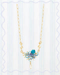 BLUE OCTOPUS, BLUE CUT CRYSTAL STONE AND MOTHER OF PEARL BEAD STATEMENT NECKLACE
