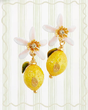 LEMON AND WHITE FLOWER EARRINGS