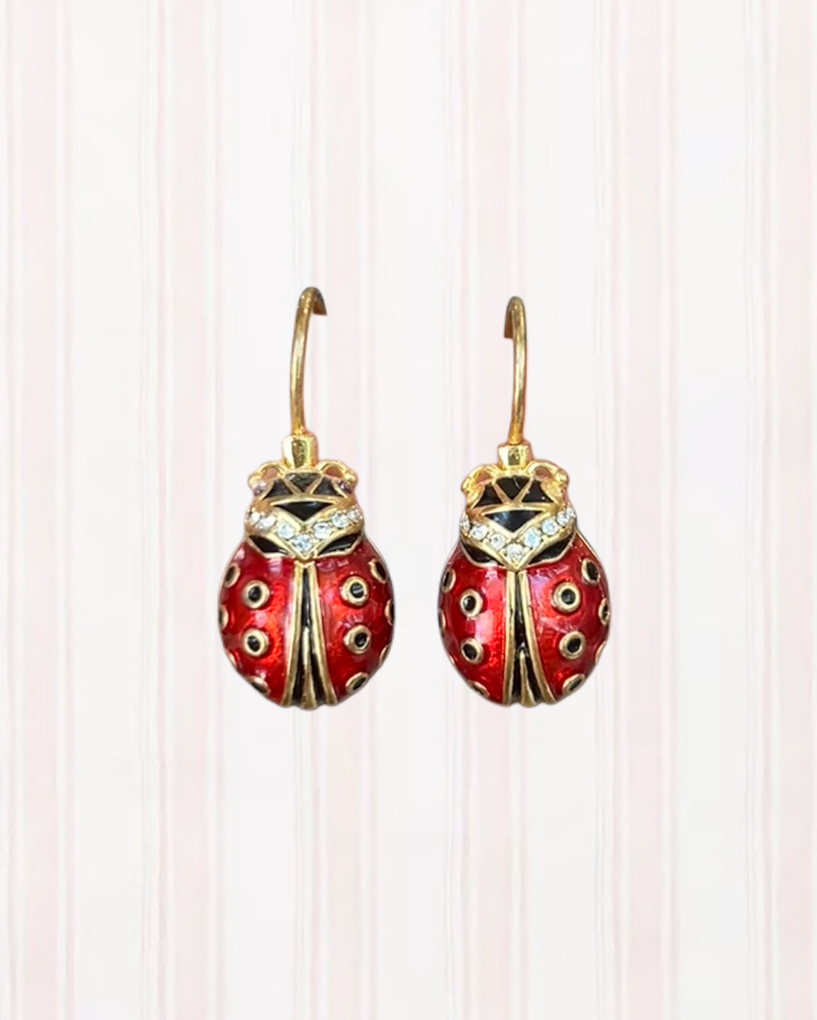 LADYBUG AND FACETED CRYSTAL EARRINGS
