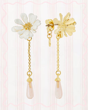 WHITE FLOWER AND PINK PEARL EARRINGS