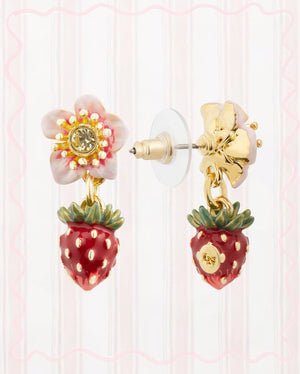 WILD STRAWBERRY AND PINK ROSE EARRINGS