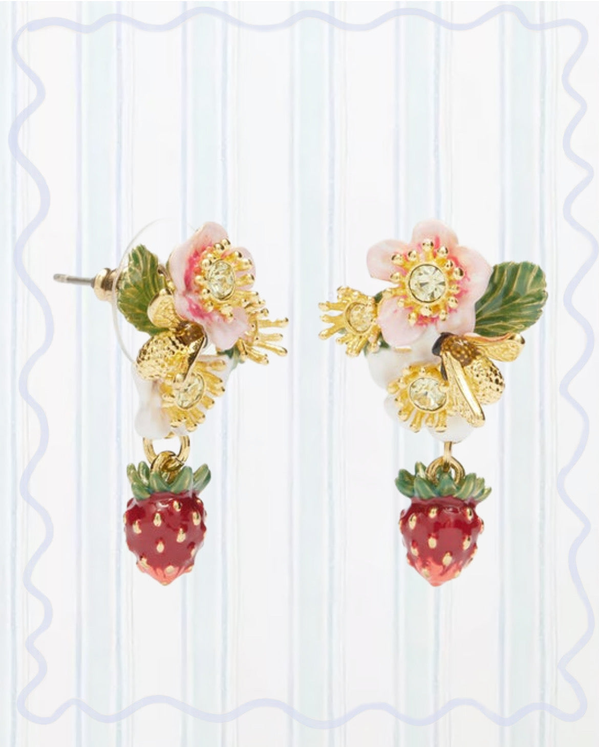 WILD STRAWBERRY AND STRAWBERRY FLOWER EARRINGS