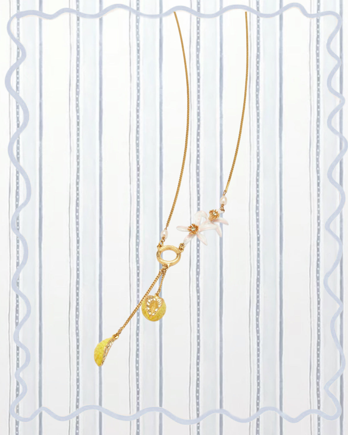 LEMON AND LEMON BLOSSOMS PENDANT NECKLACE