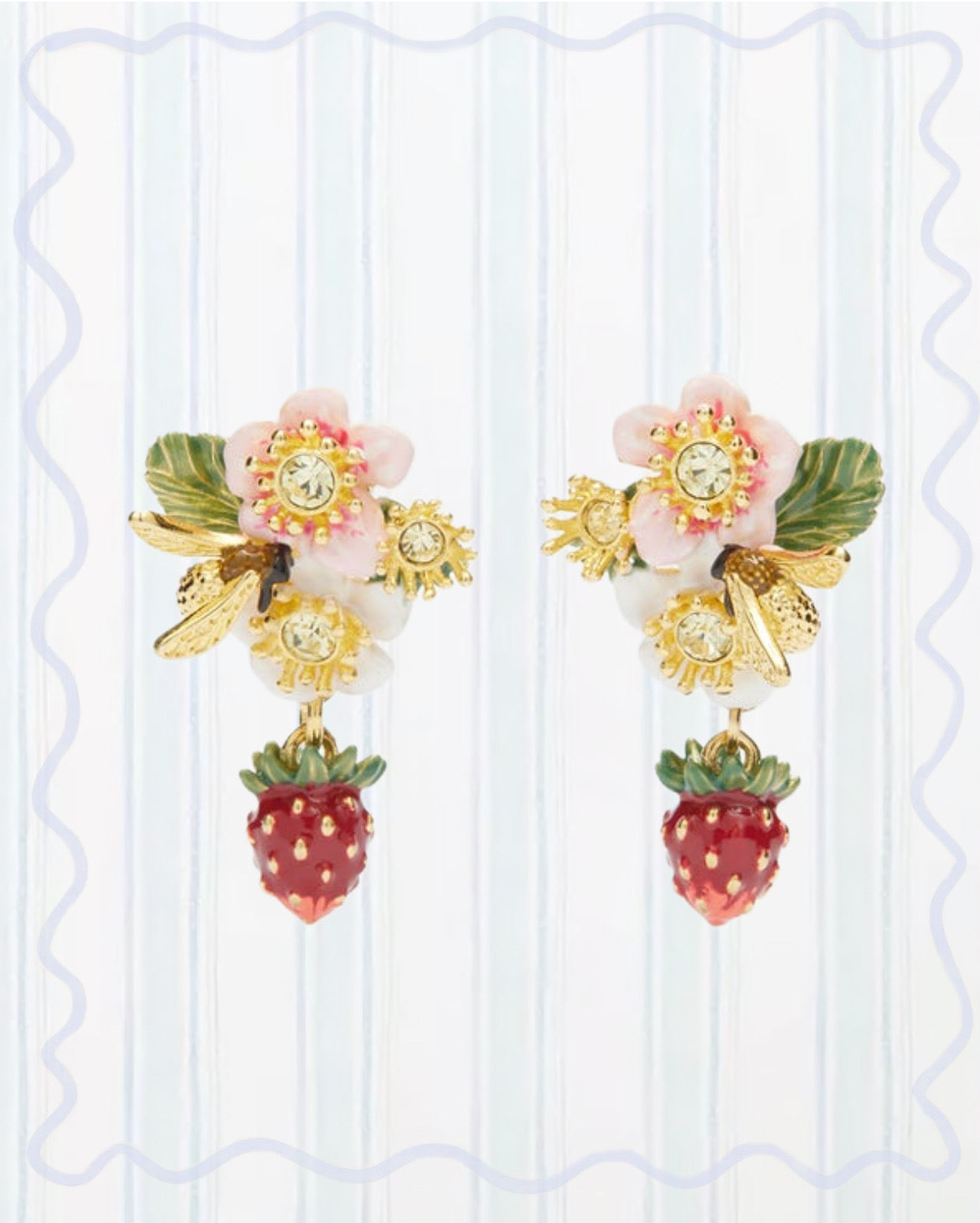 WILD STRAWBERRY AND STRAWBERRY FLOWER EARRINGS