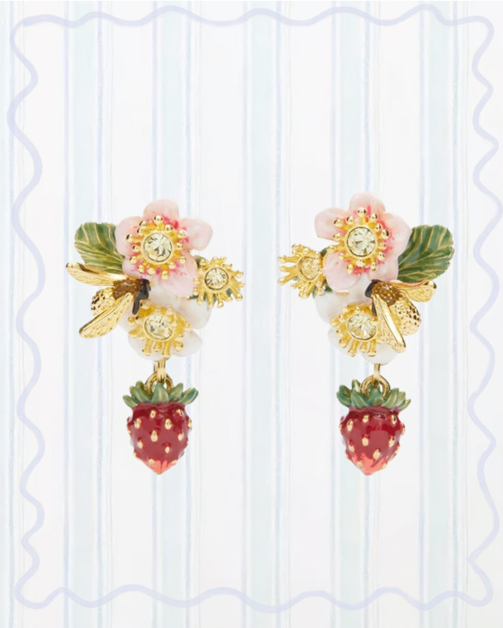 WILD STRAWBERRY AND STRAWBERRY FLOWER EARRINGS