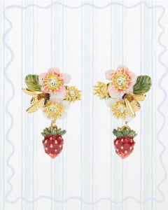 WILD STRAWBERRY AND STRAWBERRY FLOWER EARRINGS