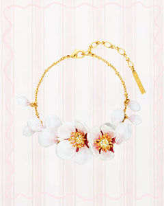 JAPANESE WHITE CHERRY BLOSSOM AND PETALS THIN BRACELET