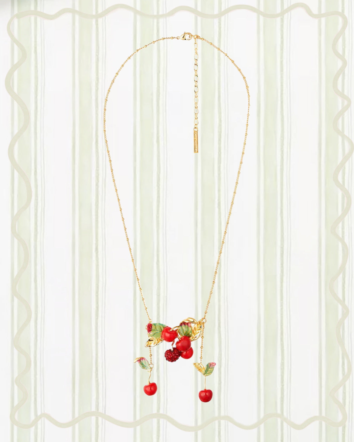 CHERRIES AND LEAVES STATEMENT NECKLACE