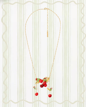 CHERRIES AND LEAVES STATEMENT NECKLACE