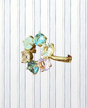 LA DIAMANTINE ACQUA AZZURRA THIN 6 STONES RINGS