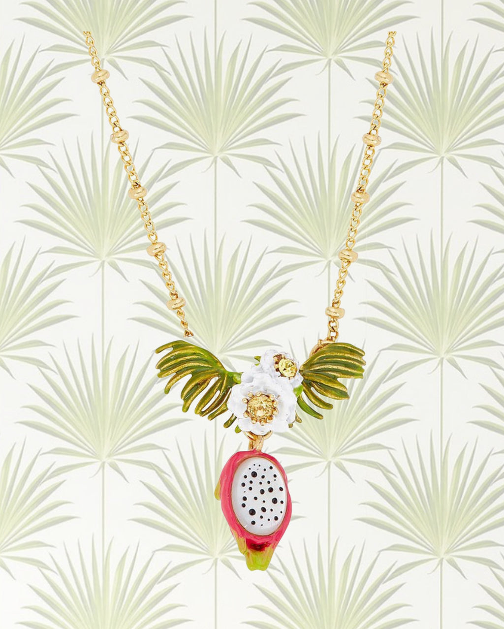 DRAGONFRUIT AND PITAYA FLOWER PENDANT NECKLACE