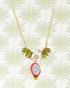 DRAGONFRUIT AND PITAYA FLOWER PENDANT NECKLACE