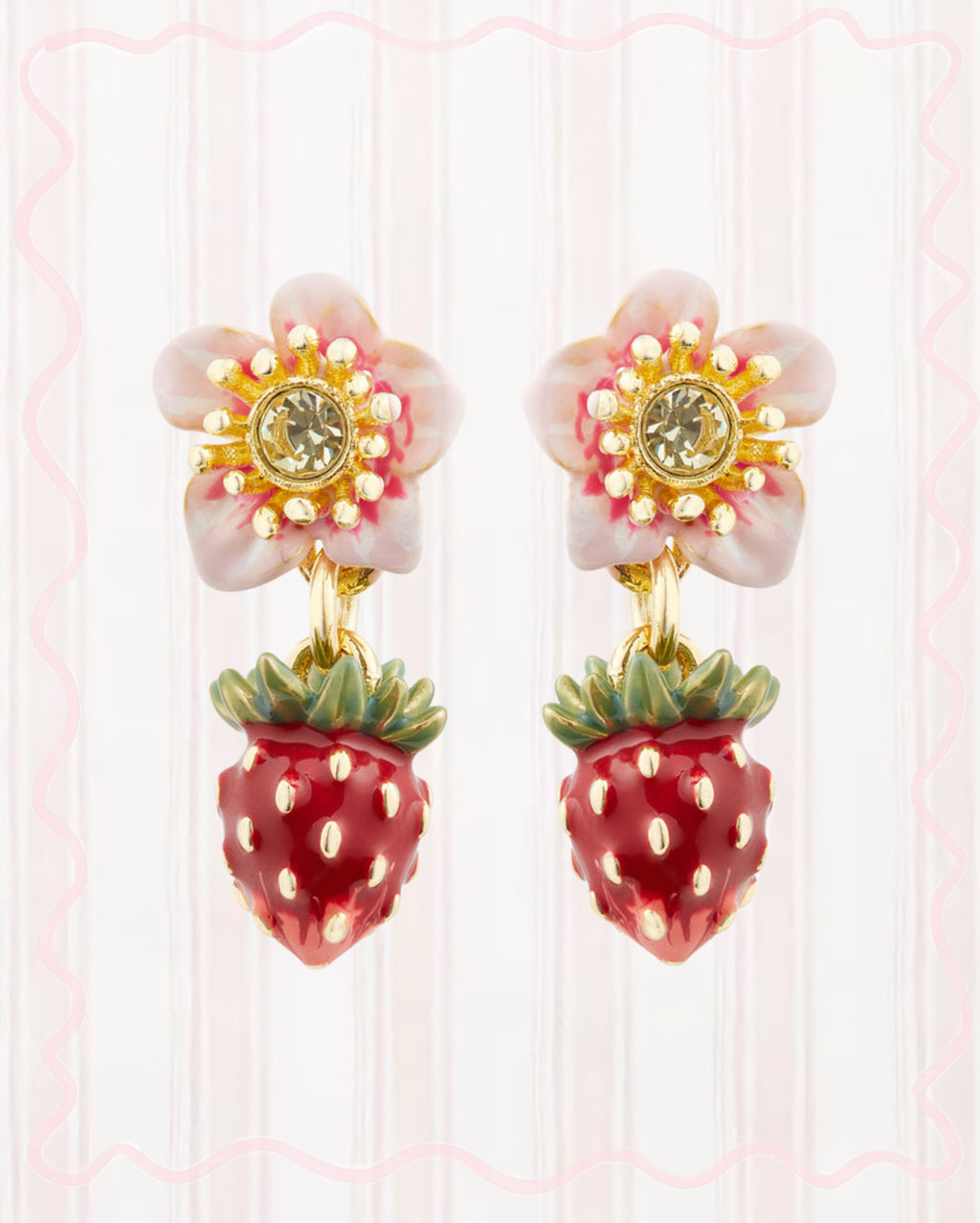 WILD STRAWBERRY AND PINK ROSE EARRINGS