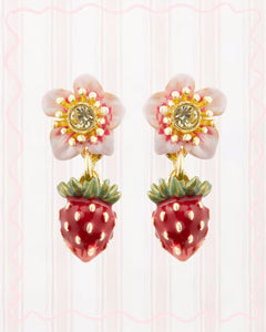 WILD STRAWBERRY AND PINK ROSE EARRINGS