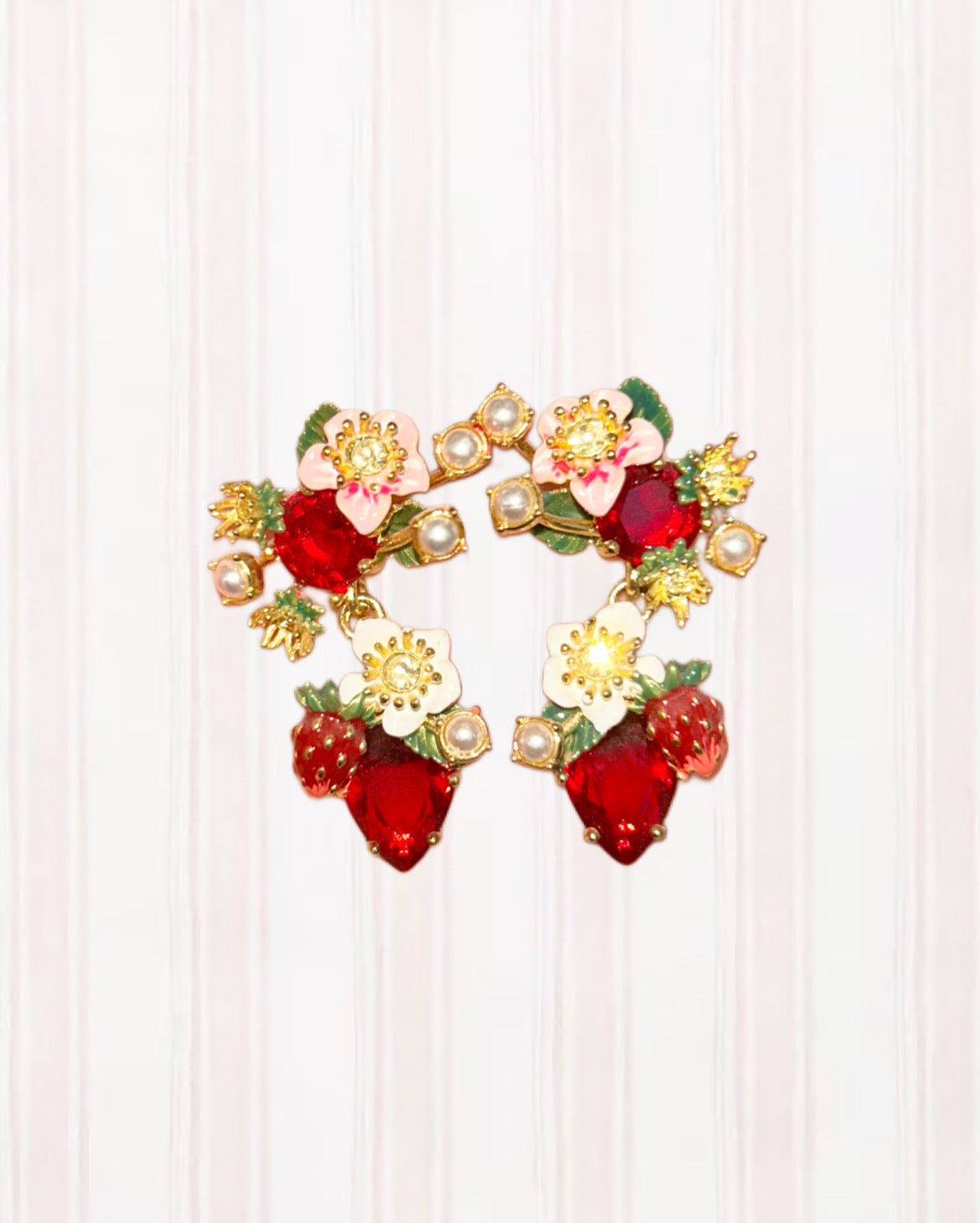 WILD STRAWBERRY AND STRAWBERRY FLOWER EARRINGS