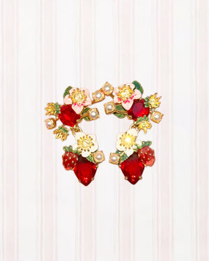 WILD STRAWBERRY AND STRAWBERRY FLOWER EARRINGS