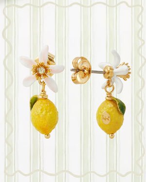 LEMON AND WHITE FLOWER EARRINGS