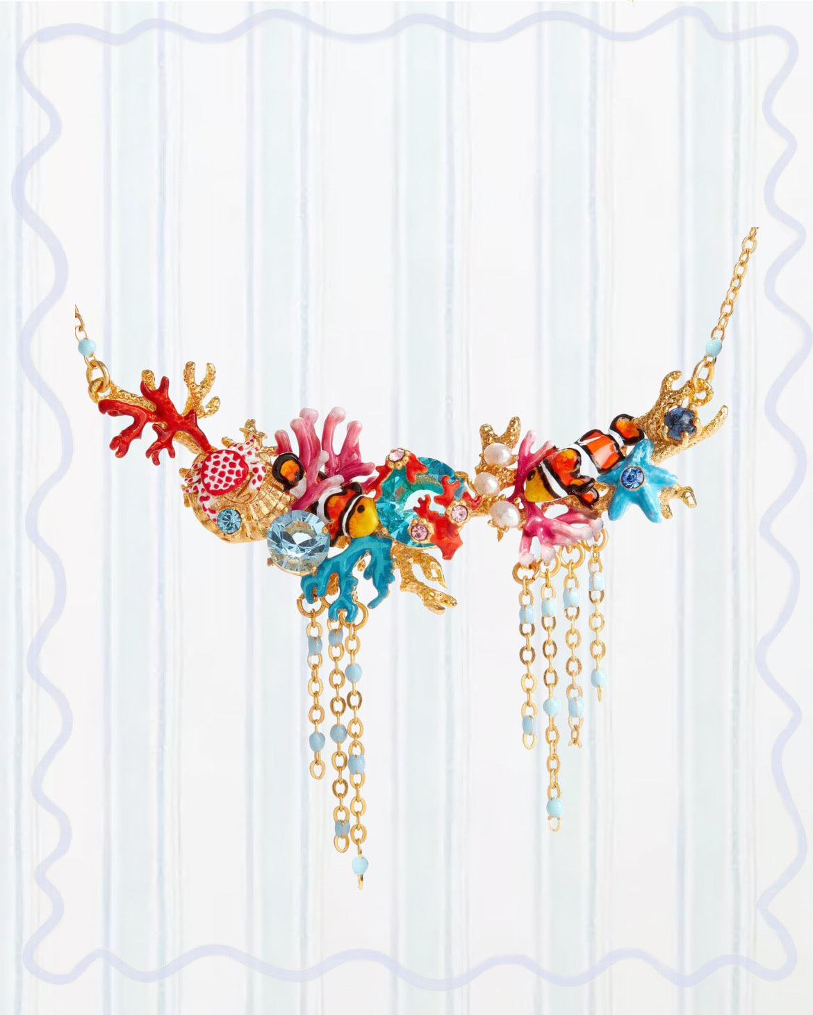 CLOWNFISH, ANEMONES AND CORAL STATEMENT NECKLACE