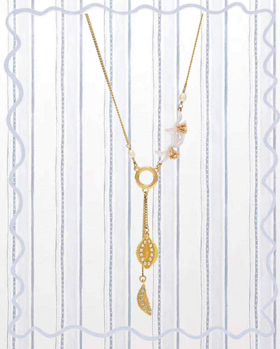 LEMON AND LEMON BLOSSOMS PENDANT NECKLACE