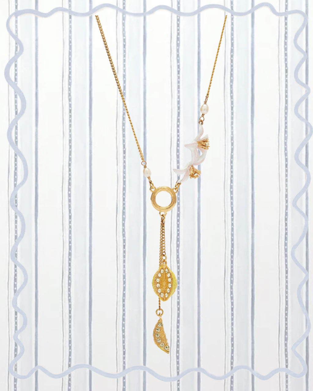 LEMON AND LEMON BLOSSOMS PENDANT NECKLACE