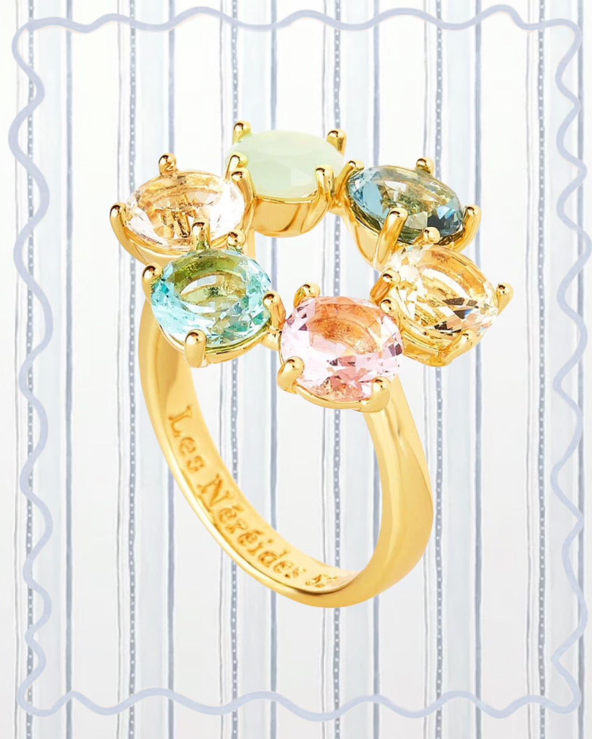 LA DIAMANTINE ACQUA AZZURRA THIN 6 STONES RINGS
