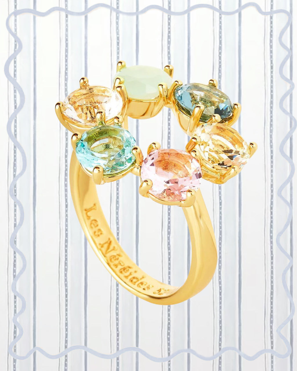 LA DIAMANTINE ACQUA AZZURRA THIN 6 STONES RINGS