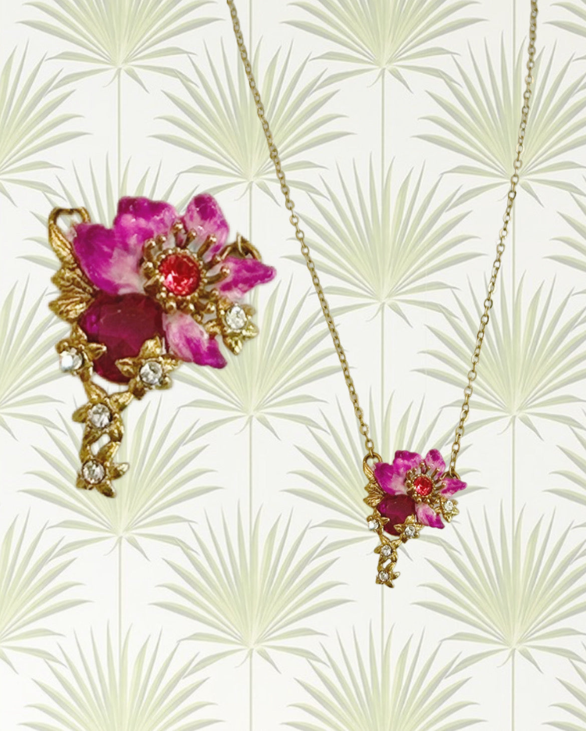 PURPLE BAUHINIA FLOWER PENDANT NECKLACE