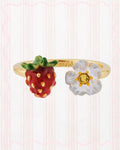 SMALL STRAWBERRY AND WHITE FLOWER ADJUSTABLE RINGS
