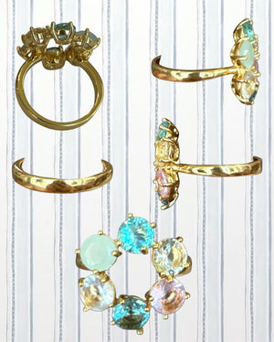 LA DIAMANTINE ACQUA AZZURRA THIN 6 STONES RINGS