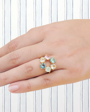 LA DIAMANTINE ACQUA AZZURRA THIN 6 STONES RINGS