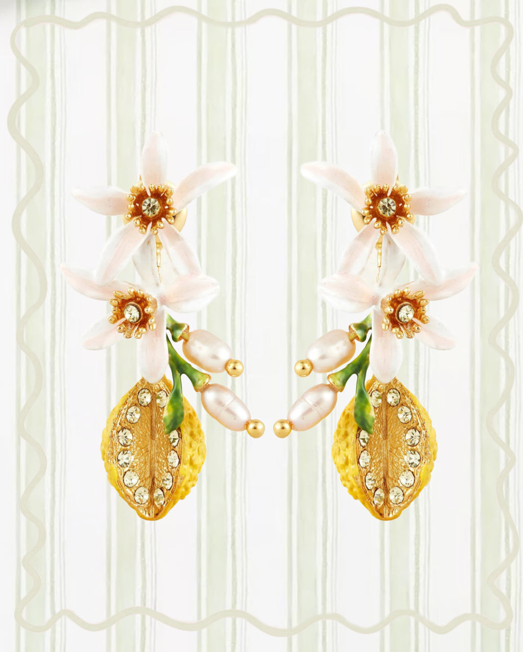 HALF LEMON AND LEMON BLOSSOM EARRINGS
