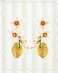 HALF LEMON AND LEMON BLOSSOM EARRINGS