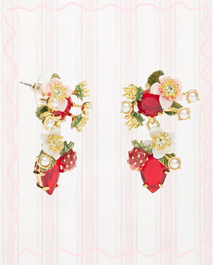 WILD STRAWBERRY AND STRAWBERRY FLOWER EARRINGS