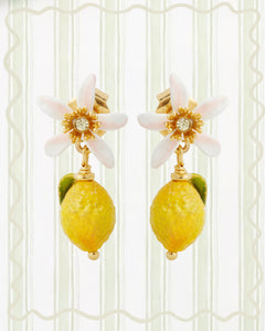 LEMON AND WHITE FLOWER EARRINGS