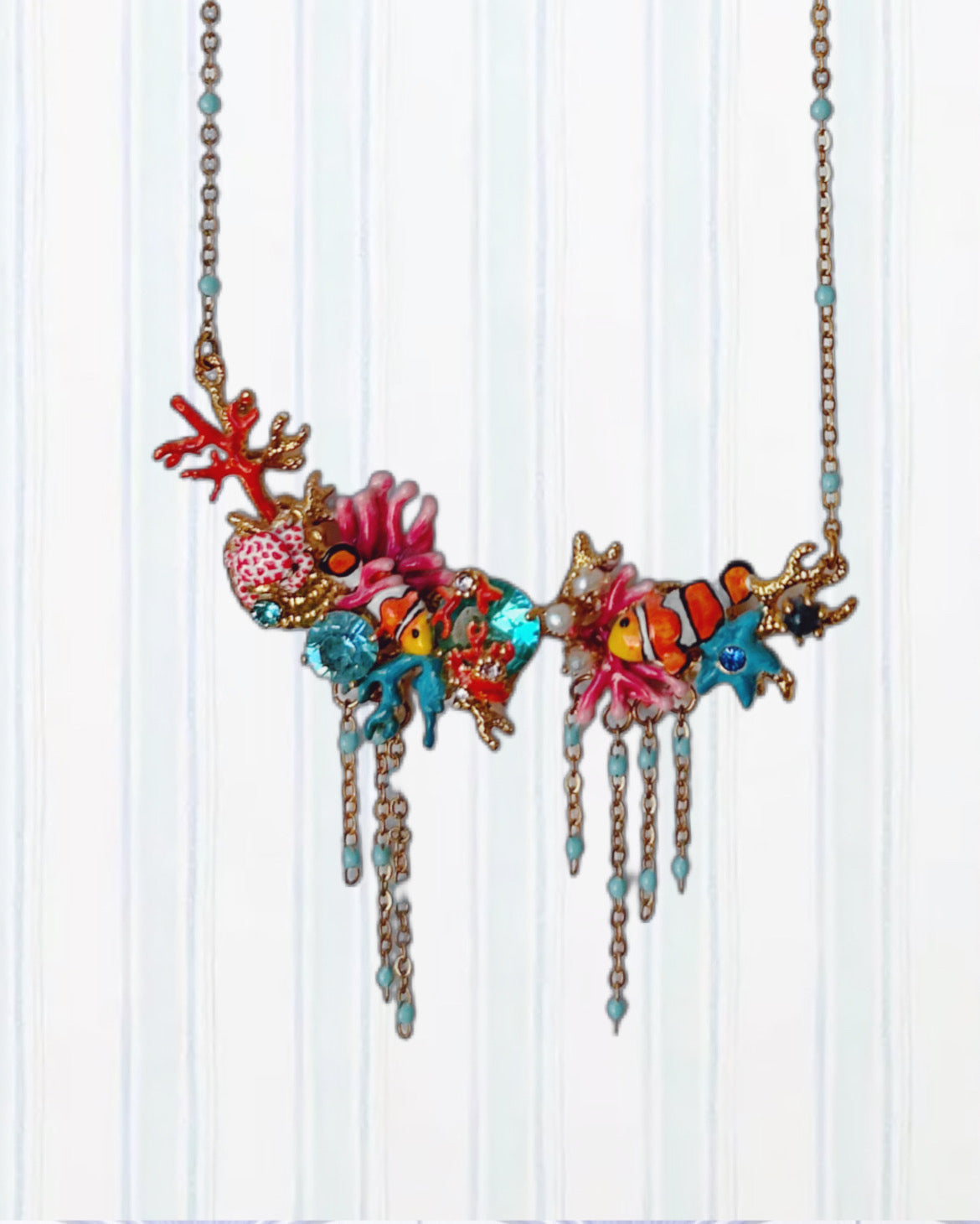 CLOWNFISH, ANEMONES AND CORAL STATEMENT NECKLACE