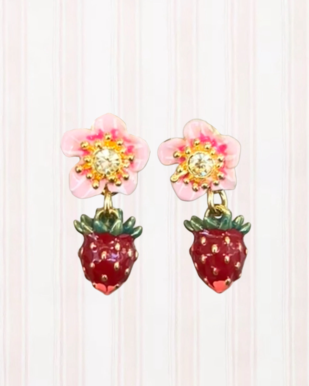 WILD STRAWBERRY AND PINK ROSE EARRINGS