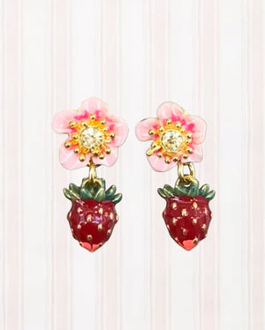 WILD STRAWBERRY AND PINK ROSE EARRINGS