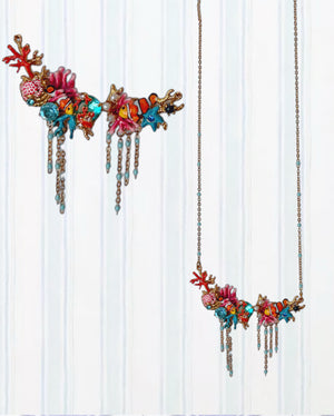 CLOWNFISH, ANEMONES AND CORAL STATEMENT NECKLACE