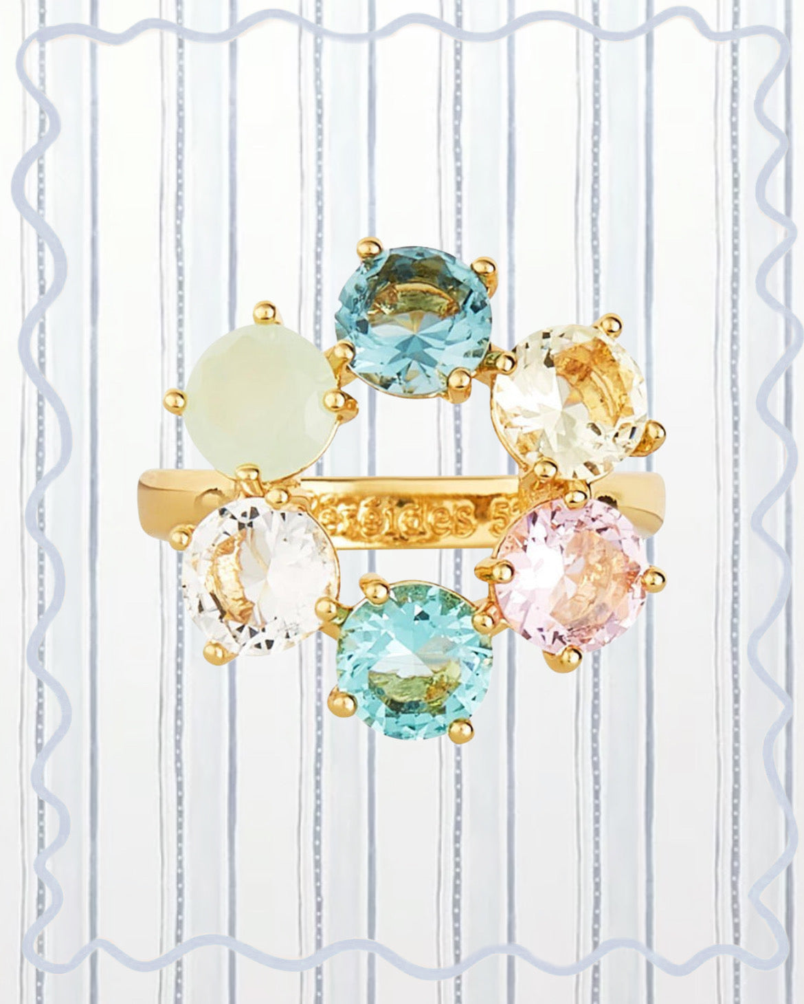 LA DIAMANTINE ACQUA AZZURRA THIN 6 STONES RINGS