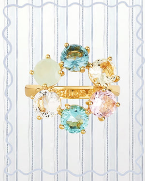 LA DIAMANTINE ACQUA AZZURRA THIN 6 STONES RINGS
