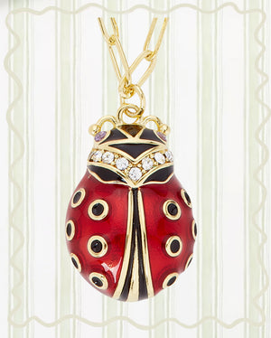 LADYBUG AND RECTANGLE LINK CHAIN NECKLACE