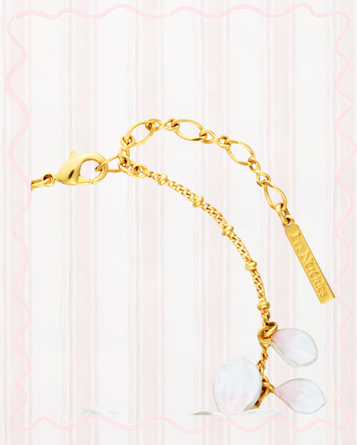 JAPANESE WHITE CHERRY BLOSSOM AND PETALS THIN BRACELET